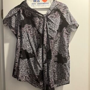 BEAUTIFUL! LIKE NEW! Gap Black/Gray/Purple Cotton Floral Blouse Sz L